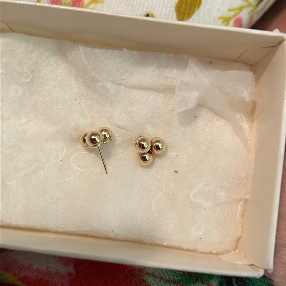 14k Three Ball Stud Earrings - Picture 2 of 3